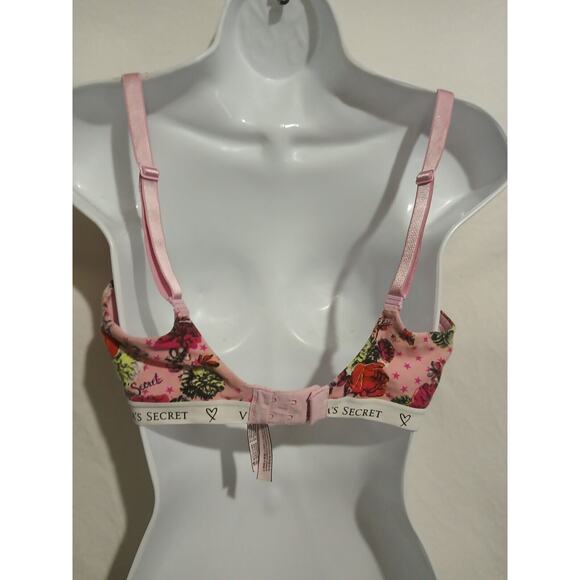 Victoria's Secret Size 34DDD T-shirt Lined Pink Logo Demi Bra Convertible Strap - Picture 4 of 10